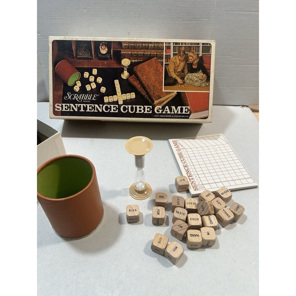 Vintage 1971 Scrabble Sentence Cube Dice Game Selchow & Righter Co.